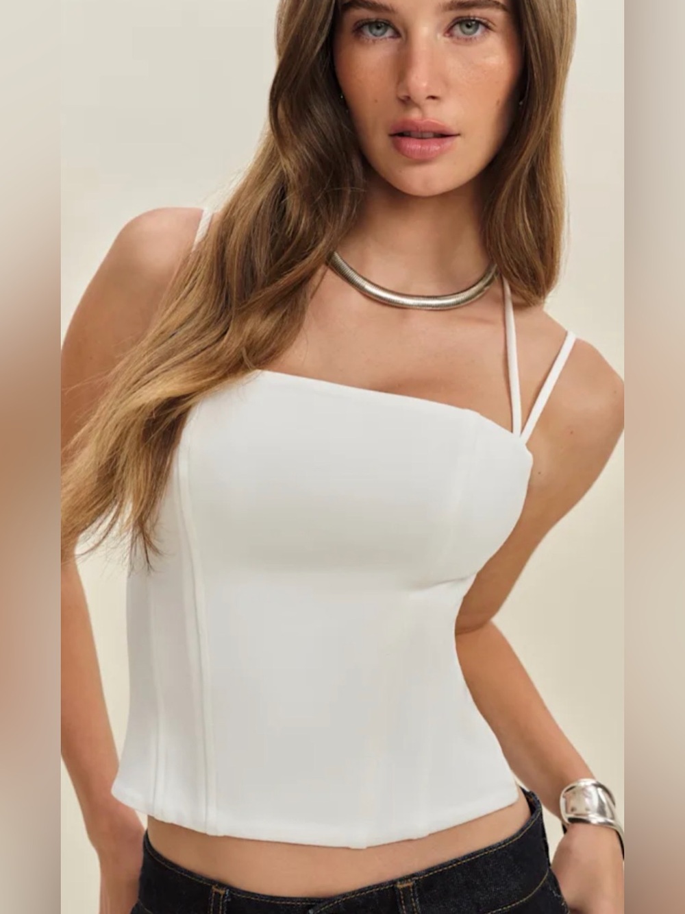 Reformation White Strapless Square-Neck Dress Top almost new